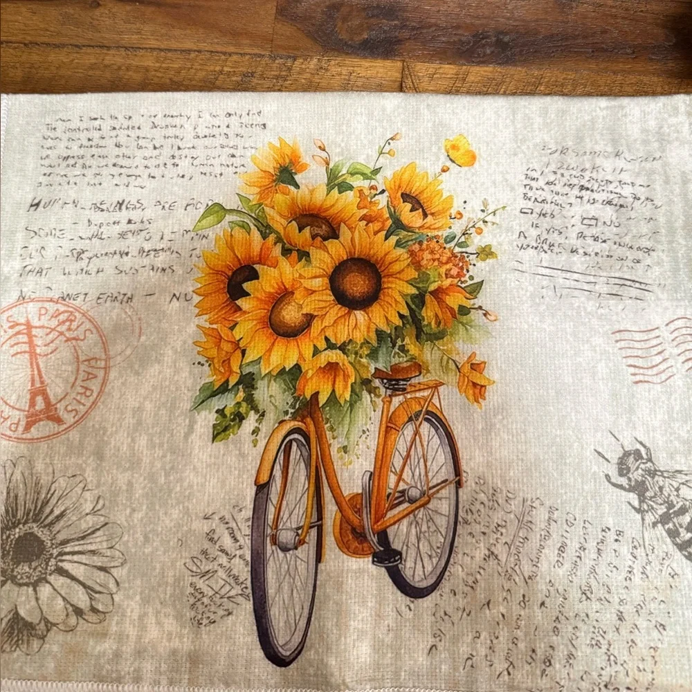 Sunflower 🌻 Kitchen Towel Set. Wood Serving Spoons, Silicone  Spatula. NWT